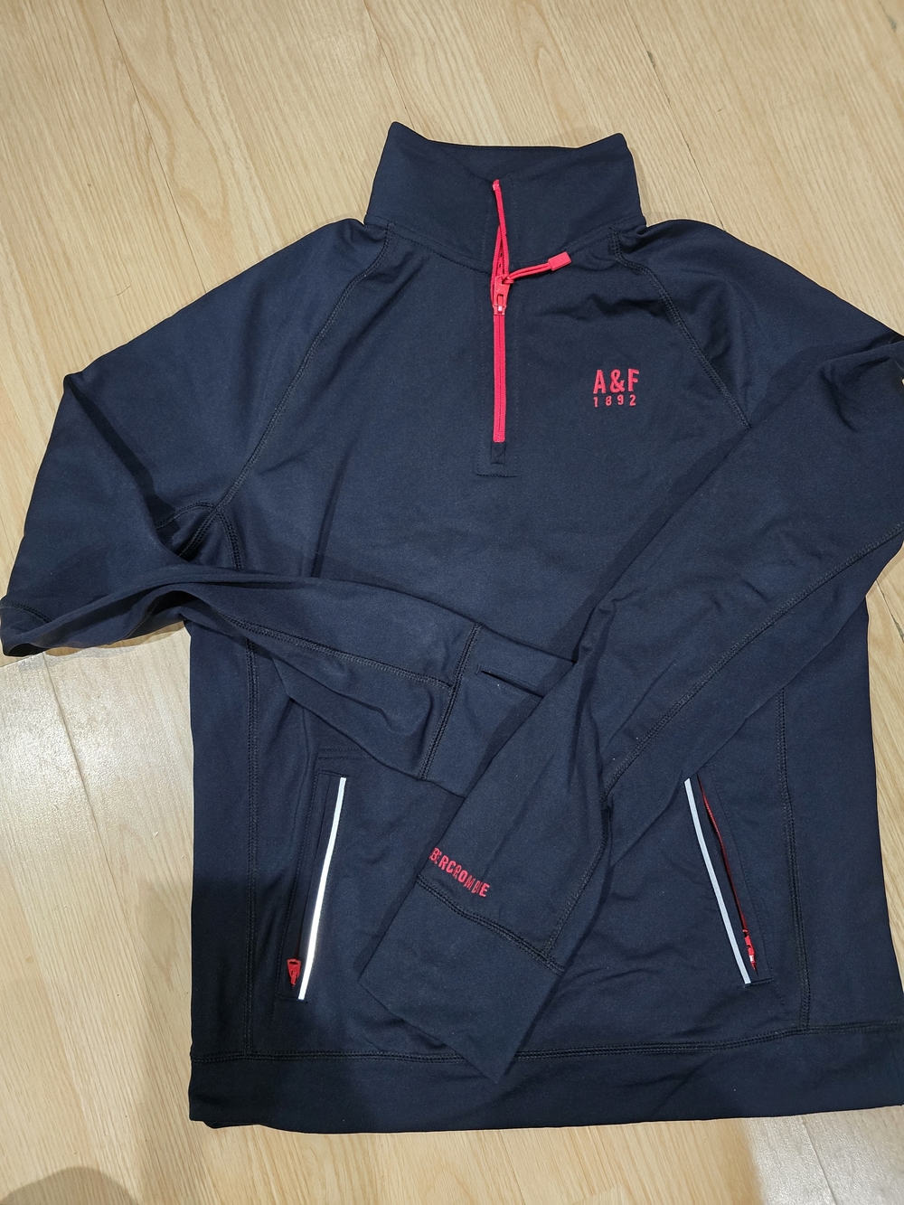 Abercrombie & Fitch Navy Half-Zip Sweater with Red Accents